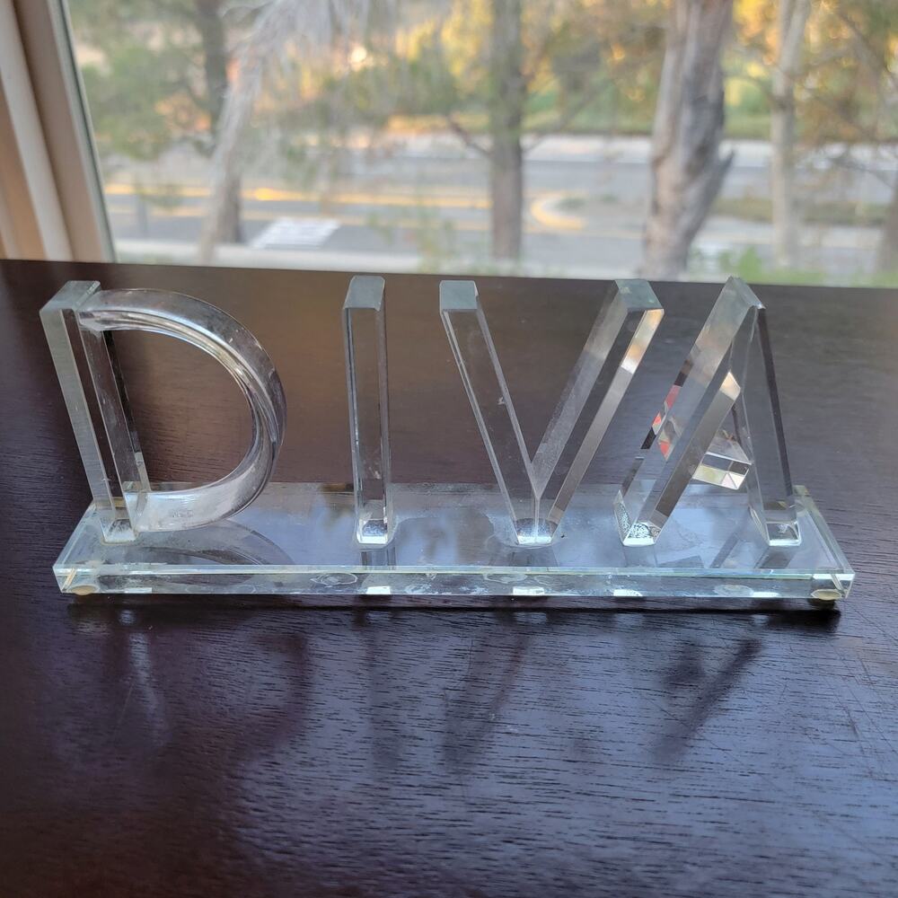 Clear Acrylic Diva Letter Display Small Modern Tabletop Word Decor Sign